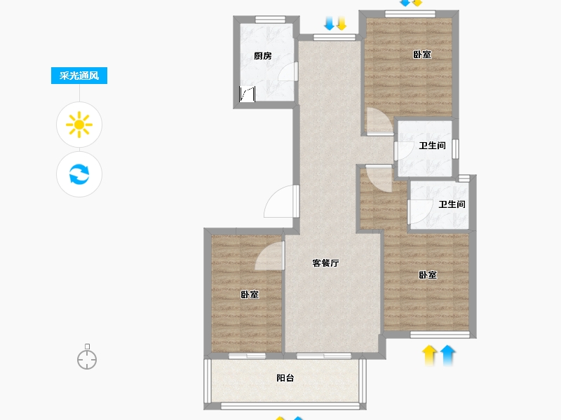 福建省-莆田市-帝源·财富里-90.00-户型库-采光通风