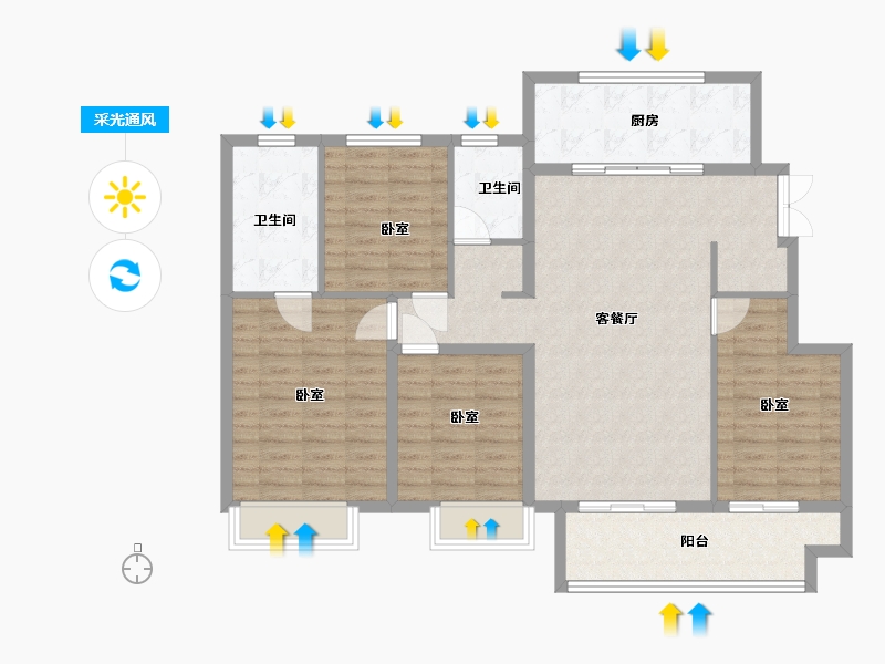 河南省-郑州市-龙湖·天境-114.00-户型库-采光通风