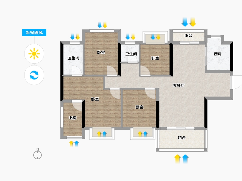 福建省-漳州市-宏冠翰林首府-101.00-户型库-采光通风