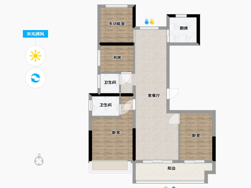 河南省-郑州市-中建·澜溪苑-94.00-户型库-采光通风