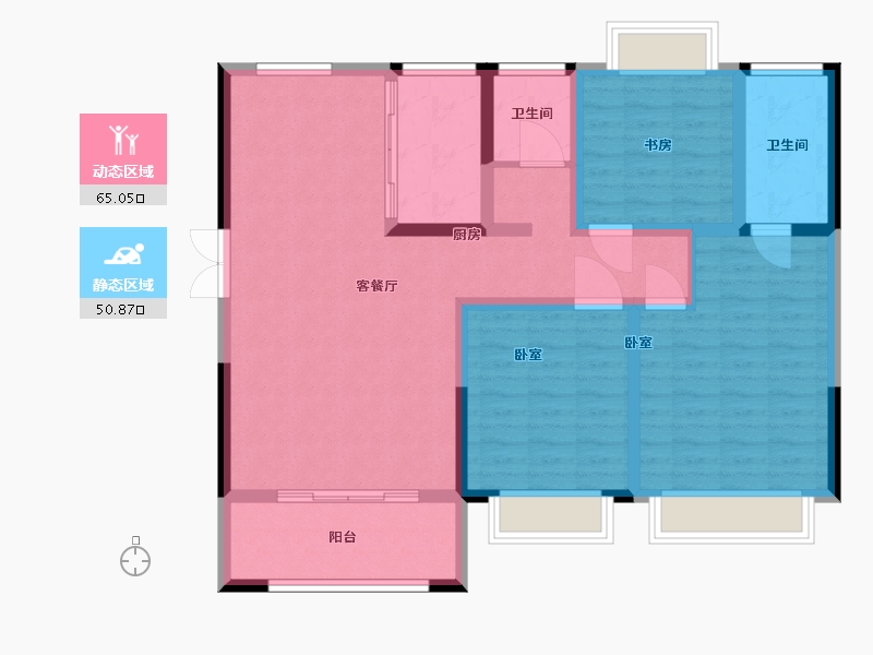 河南省-驻马店市-圣菲城滨江花园-103.94-户型库-动静分区