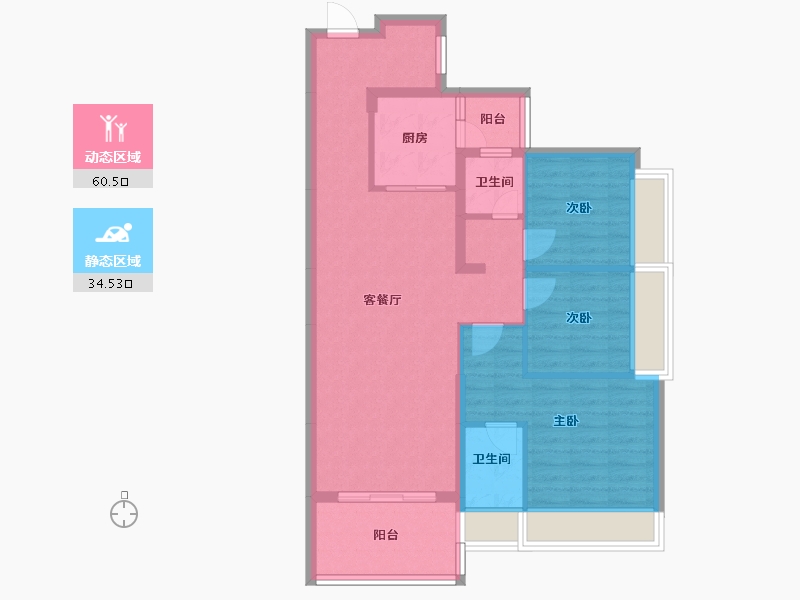 广东省-惠州市-隆生西江花园-84.88-户型库-动静分区