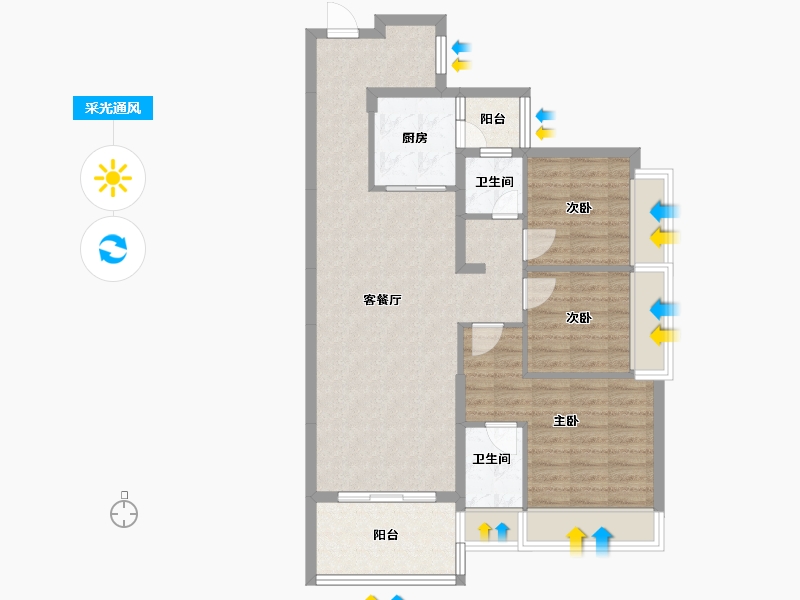 广东省-惠州市-隆生西江花园-84.88-户型库-采光通风