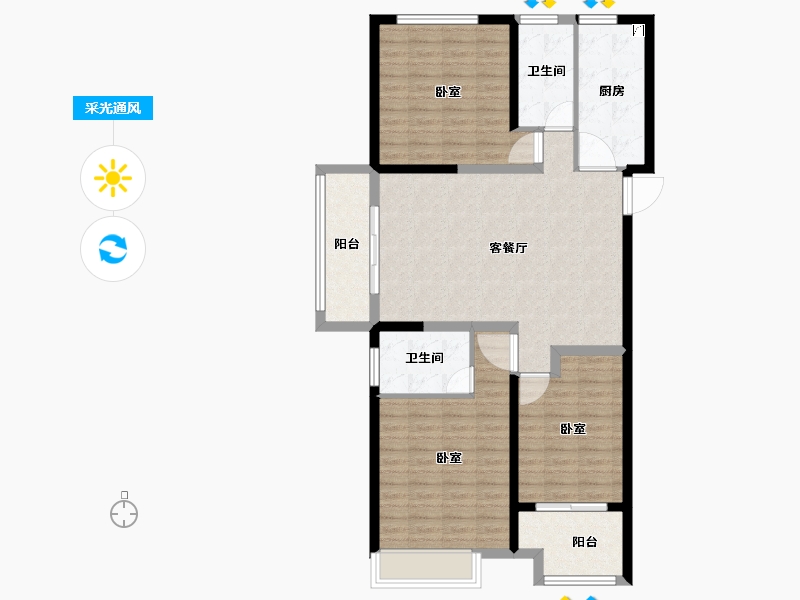 山东省-菏泽市-曹州名郡-105.00-户型库-采光通风