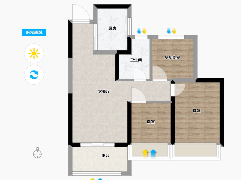 河南省-郑州市-中建·澜溪苑-63.01-户型库-采光通风