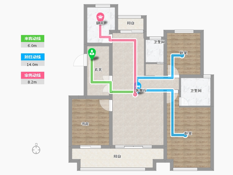 山东省-菏泽市-曹县天润公馆樾府-104.00-户型库-动静线