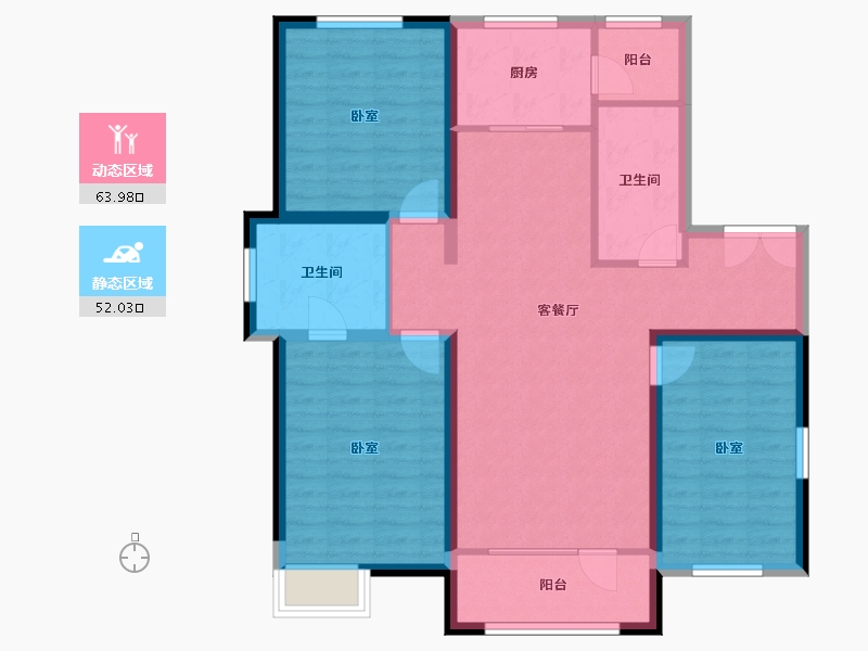 内蒙古自治区-呼和浩特市-松江左右城-104.18-户型库-动静分区