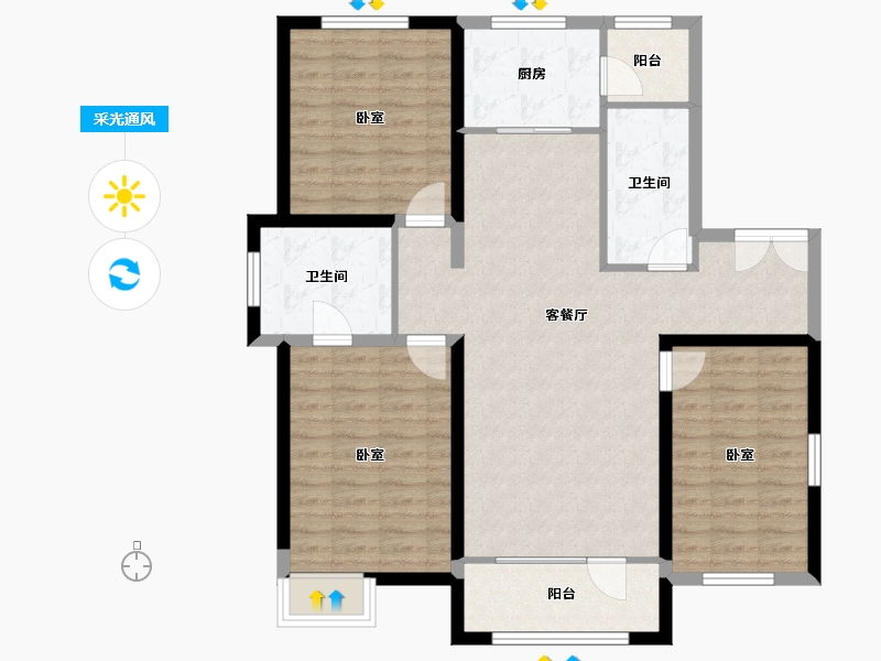 内蒙古自治区-呼和浩特市-松江左右城-104.18-户型库-采光通风