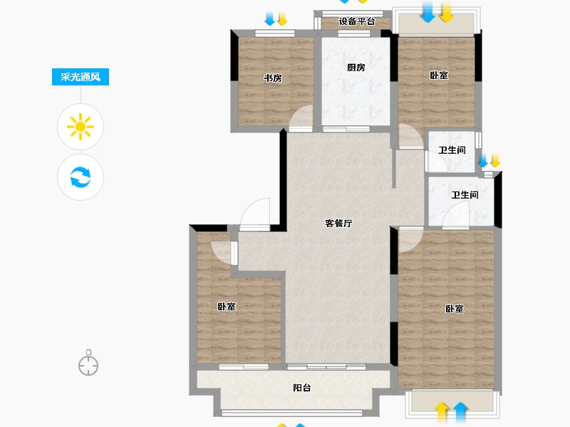 浙江省-绍兴市-华鸿玺园-116.00-户型库-采光通风