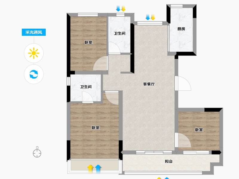 江苏省-常州市-万达光语未来-88.00-户型库-采光通风