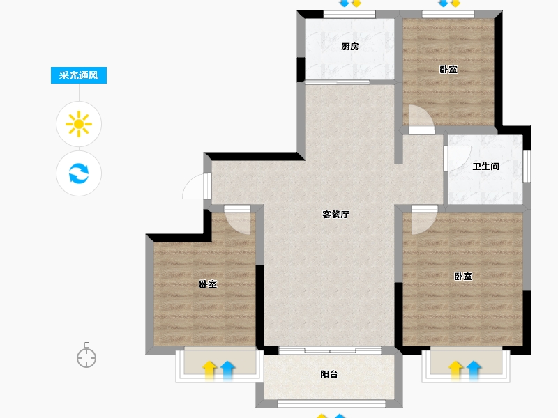 山东省-济南市-中康百合新城-86.00-户型库-采光通风