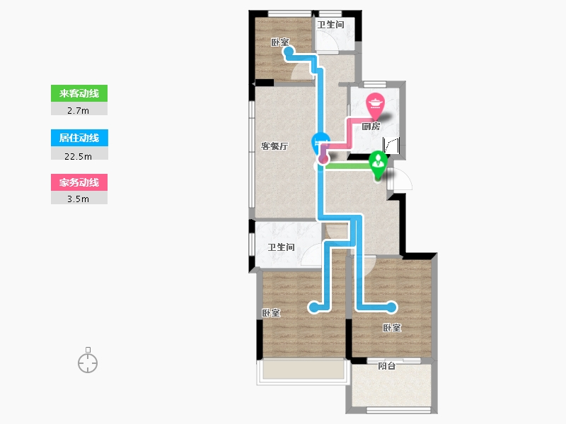 浙江省-宁波市-溪山华庭-75.58-户型库-动静线