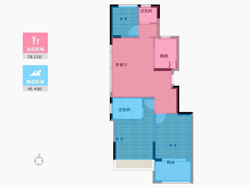 浙江省-宁波市-溪山华庭-75.58-户型库-动静分区