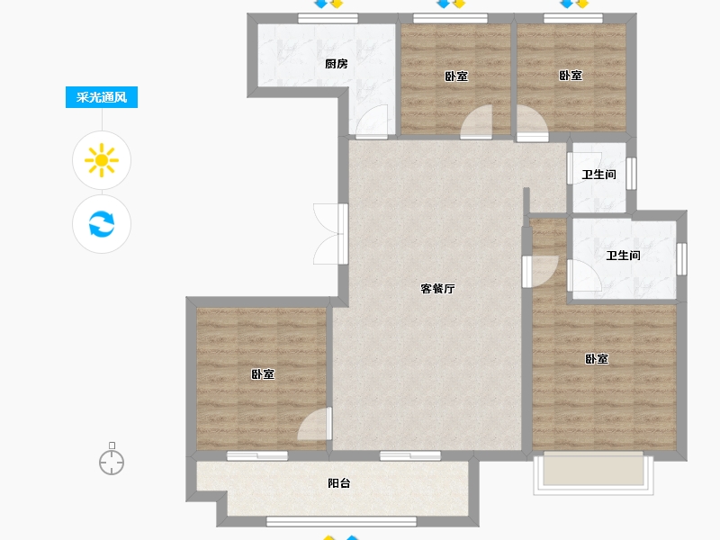 江苏省-徐州市-龙记檀府-102.00-户型库-采光通风