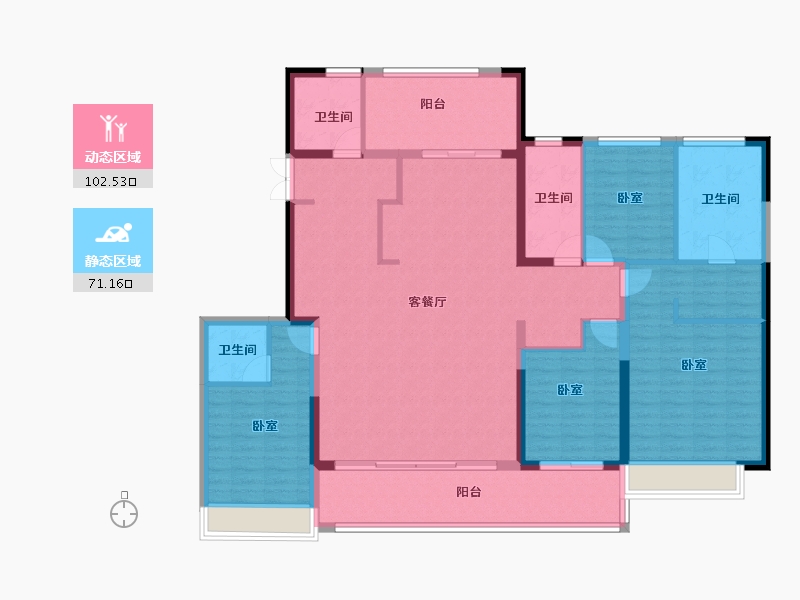 山东省-济南市-仁恒奥体公园世纪-158.08-户型库-动静分区