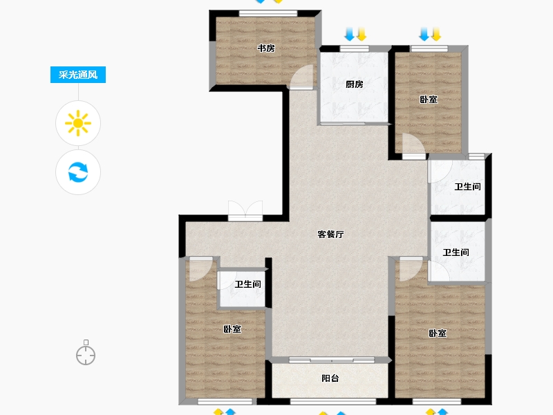 山东省-潍坊市-枫丹兰亭荟-124.00-户型库-采光通风