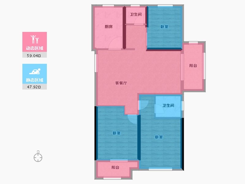 江苏省-徐州市-龙记檀府-95.80-户型库-动静分区