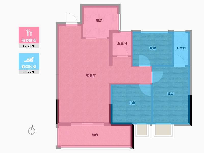 福建省-龙岩市-美伦·锦山壹号-65.29-户型库-动静分区