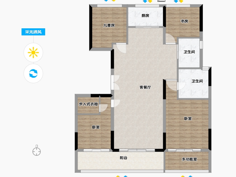 河南省-郑州市-绿城·湖畔雲庐-132.00-户型库-采光通风