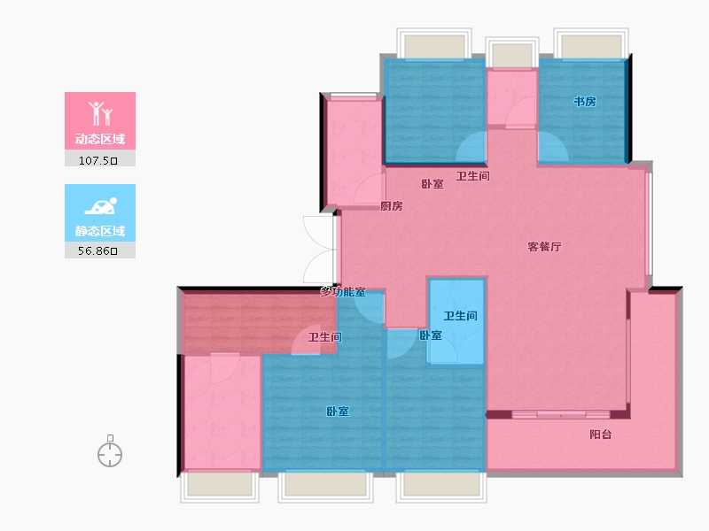 江苏省-南京市-万科翡翠滨江-152.00-户型库-动静分区