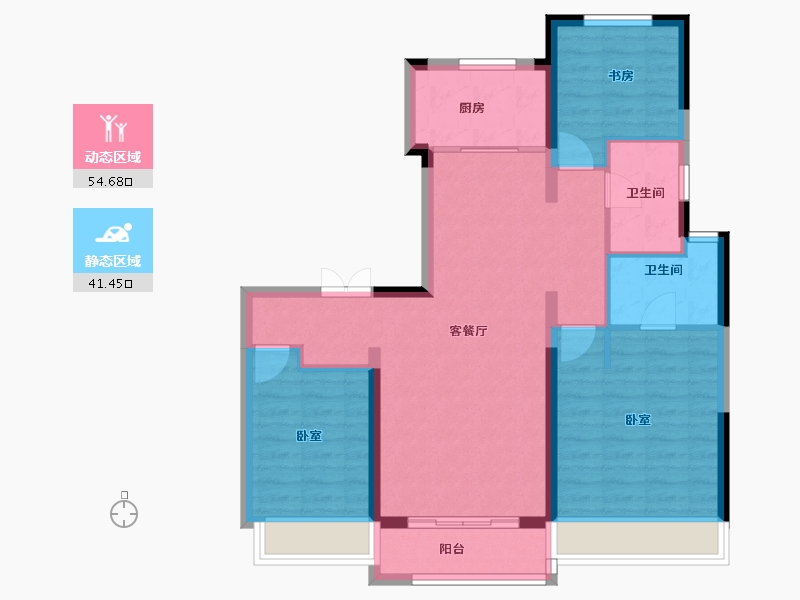 山东省-济南市-仁恒奥体公园世纪-86.10-户型库-动静分区