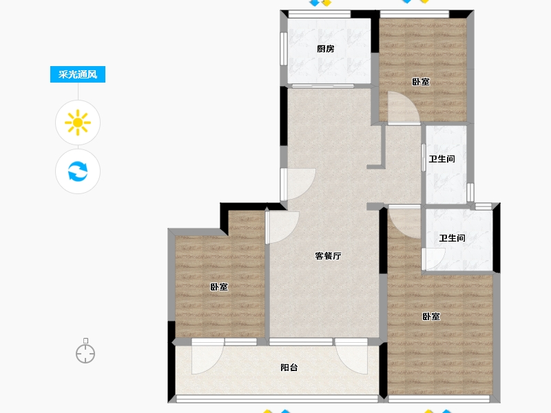 山东省-青岛市-慧通理想之城-96.00-户型库-采光通风