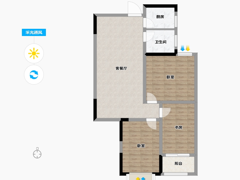 山东省-泰安市-中悦城二期-86.00-户型库-采光通风