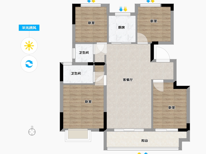 江苏省-常州市-昱湖上观-92.00-户型库-采光通风