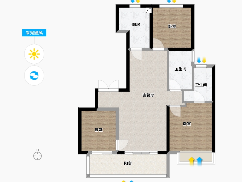 江苏省-徐州市-金泰·悦城-92.00-户型库-采光通风