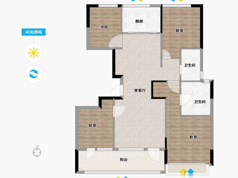 山东省-青岛市-慧通理想之城-126.00-户型库-采光通风