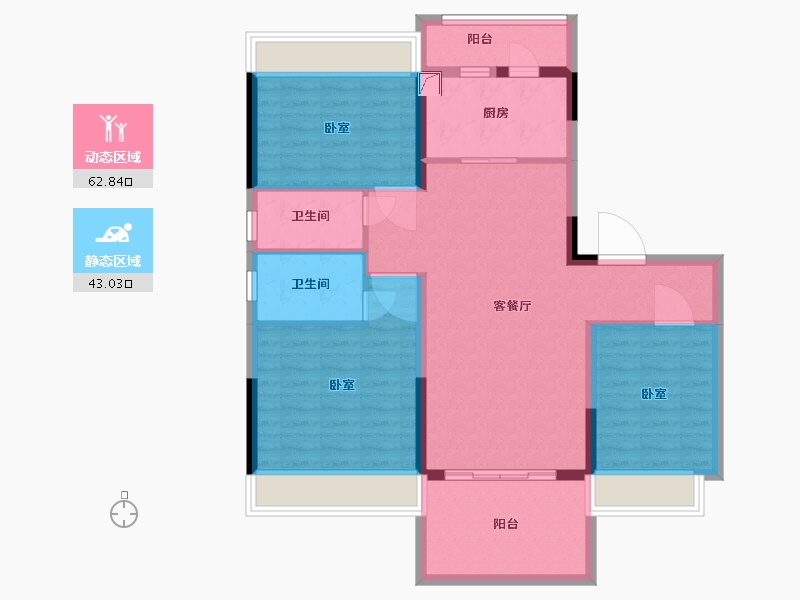 安徽省-马鞍山市-碧桂园紫金东苑-95.00-户型库-动静分区