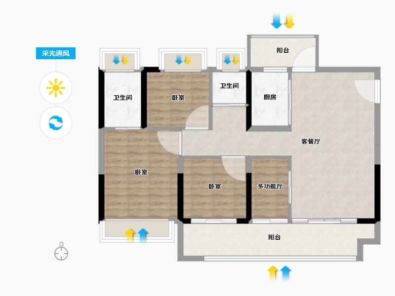 河南省-南阳市-泰美嘉·香溪里-95.90-户型库-采光通风