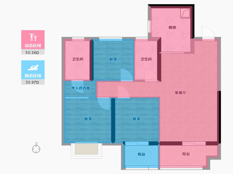 河南省-南阳市-华侨城天鹅堡-71.65-户型库-动静分区