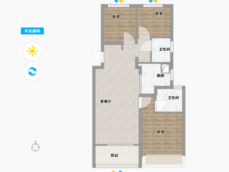 浙江省-杭州市-保利和者时光印象府-76.00-户型库-采光通风