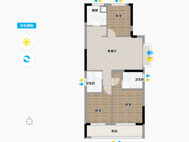 浙江省-宁波市-德信东境-82.00-户型库-采光通风