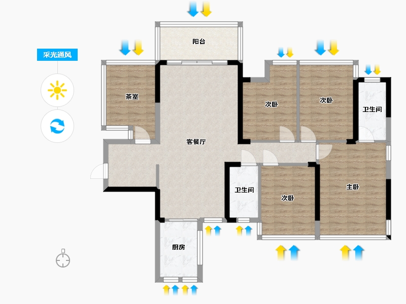 广西壮族自治区-南宁市-翰林江畔-120.50-户型库-采光通风