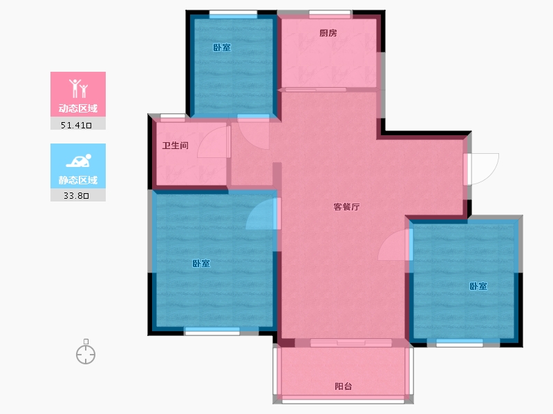 江苏省-无锡市-山河万物-76.00-户型库-动静分区