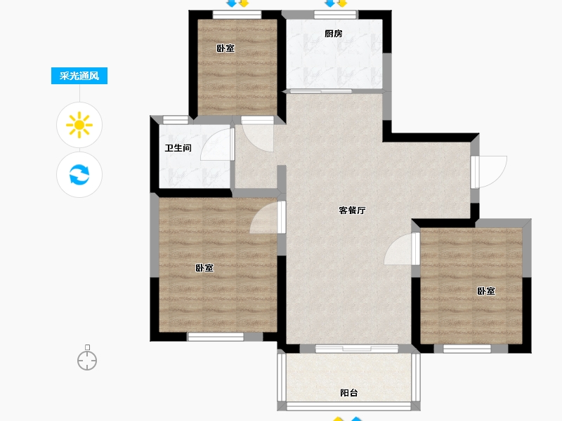 江苏省-无锡市-山河万物-76.00-户型库-采光通风