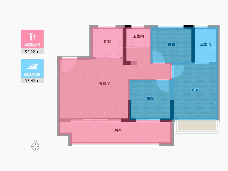 河南省-南阳市-泰美嘉·香溪里-79.26-户型库-动静分区