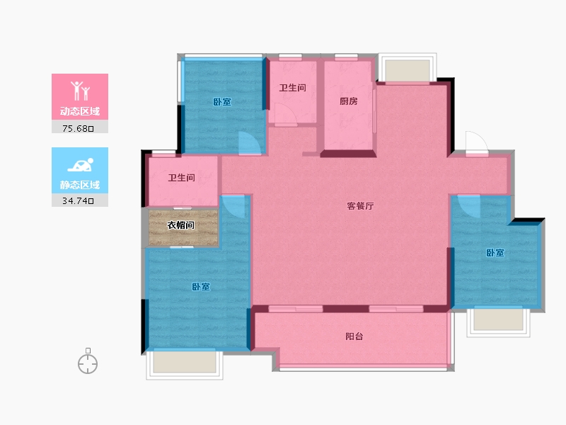 安徽省-合肥市-佳源花海印象-103.01-户型库-动静分区