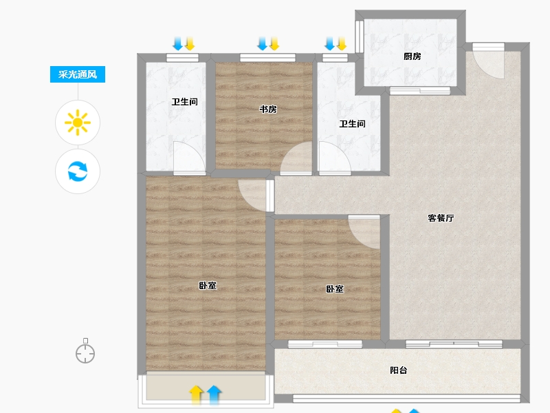 山东省-济南市-新城时光印象-99.01-户型库-采光通风