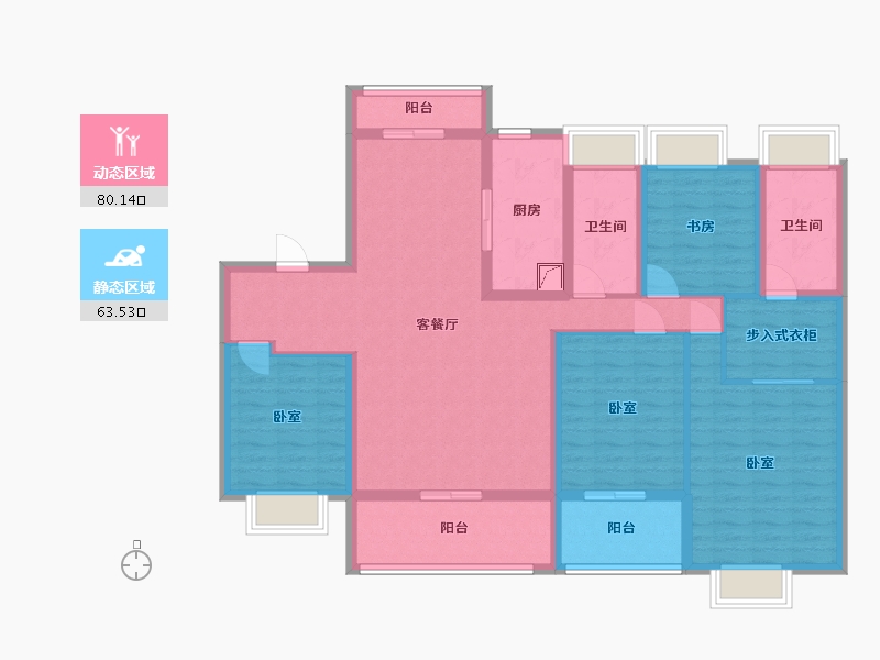 河南省-南阳市-华侨城天鹅堡-127.70-户型库-动静分区