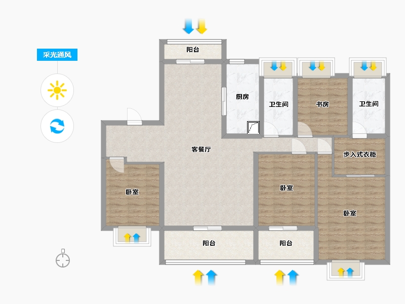 河南省-南阳市-华侨城天鹅堡-127.70-户型库-采光通风