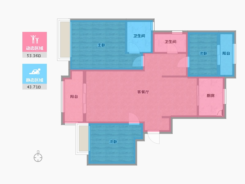 安徽省-合肥市-华润桃源里-86.08-户型库-动静分区