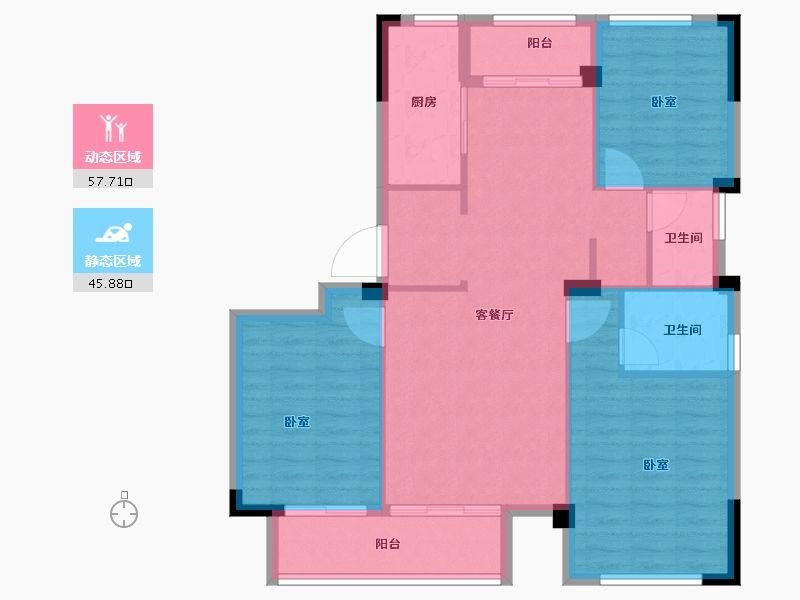 浙江省-湖州市-宇诚旺庄-94.00-户型库-动静分区