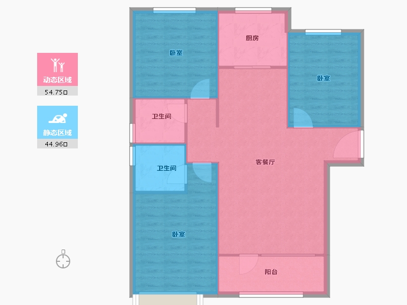 内蒙古自治区-呼和浩特市-松江左右城-92.00-户型库-动静分区