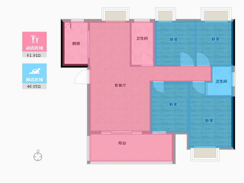 福建省-龙岩市-金域荣居-97.99-户型库-动静分区