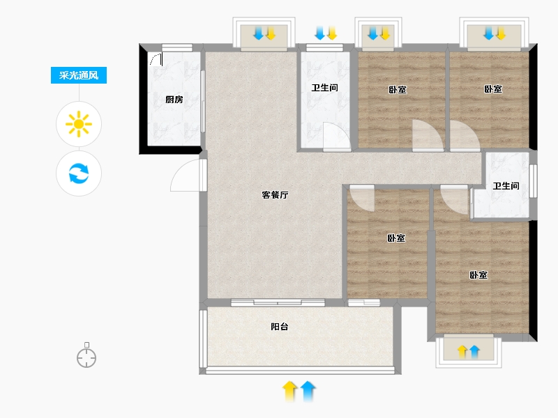 福建省-龙岩市-金域荣居-97.99-户型库-采光通风