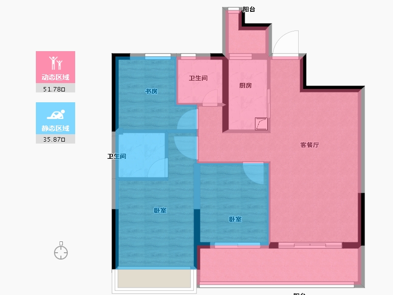 浙江省-丽水市-中广绿城桂语江南-78.00-户型库-动静分区