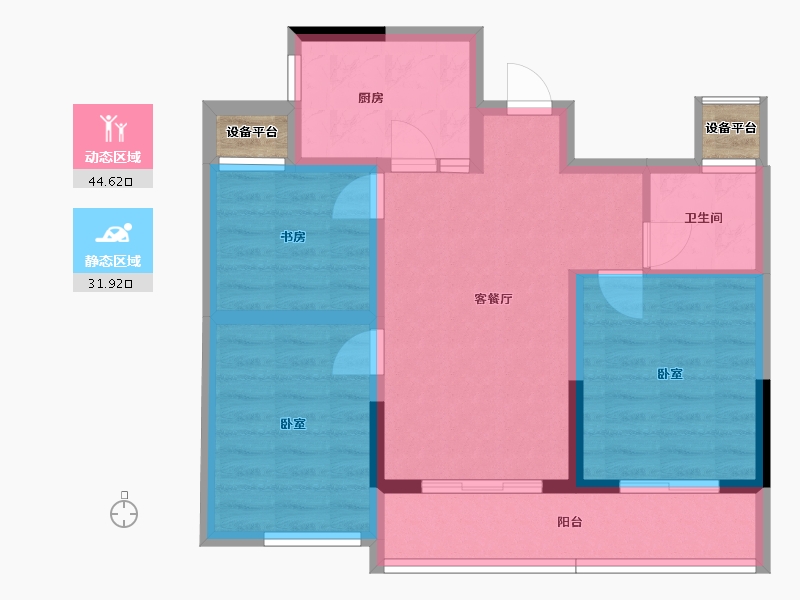 浙江省-绍兴市-嵊州金昌香湖明月-69.67-户型库-动静分区